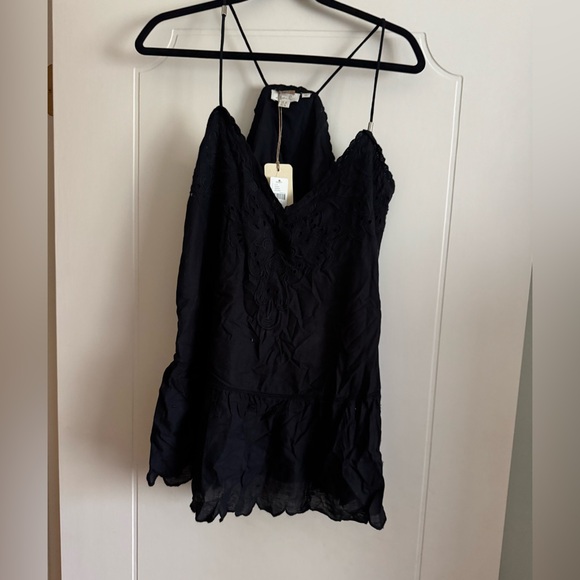 Anthropologie Let Me Be Lace Peplum Tank Elegant Black Women Top - Picture 3 of 11